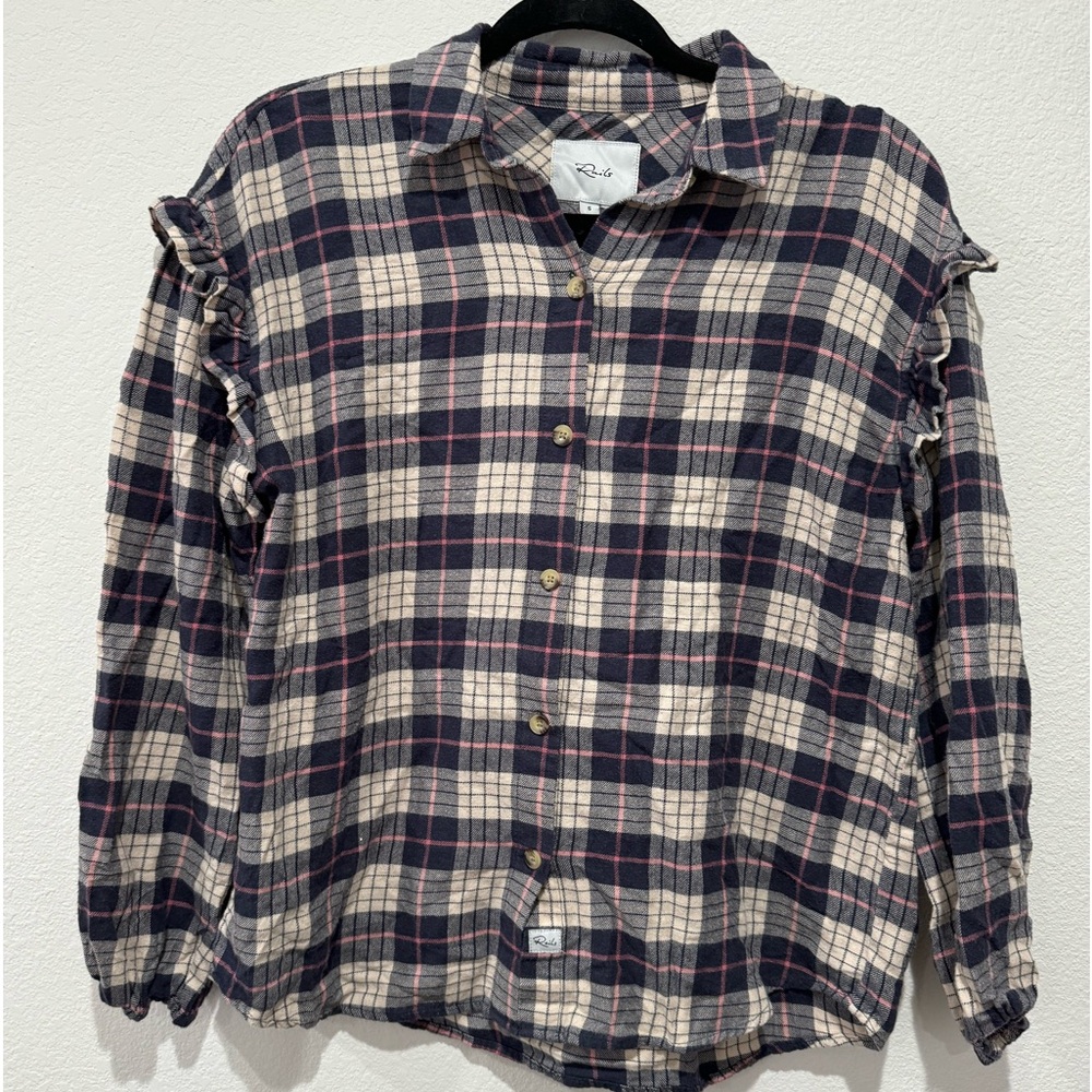 Rails Willow Ruffle Sleeve Flannel Button Up Shir… - image 4
